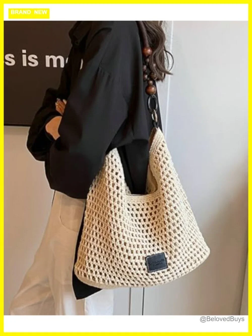 Crochet Woven Cotton Mesh Hobo Handbag Beach Bag Shoulder Purse